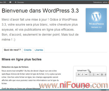 worpress 3.3 installé