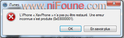 restauration iphone impossible