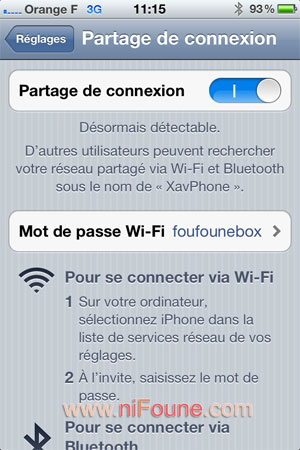 partage connexion iphone