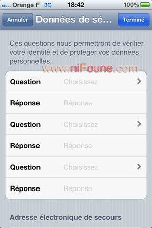 question sécurité apple