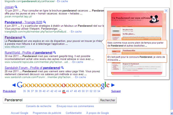 google et le pandaranol