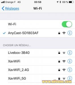 réglage wifi anycast